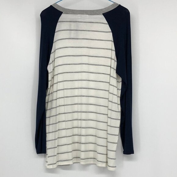 NWT - Silver Icing White Birch Stripped White & Blue Long Sleeve T shirt M - Picture 2 of 16